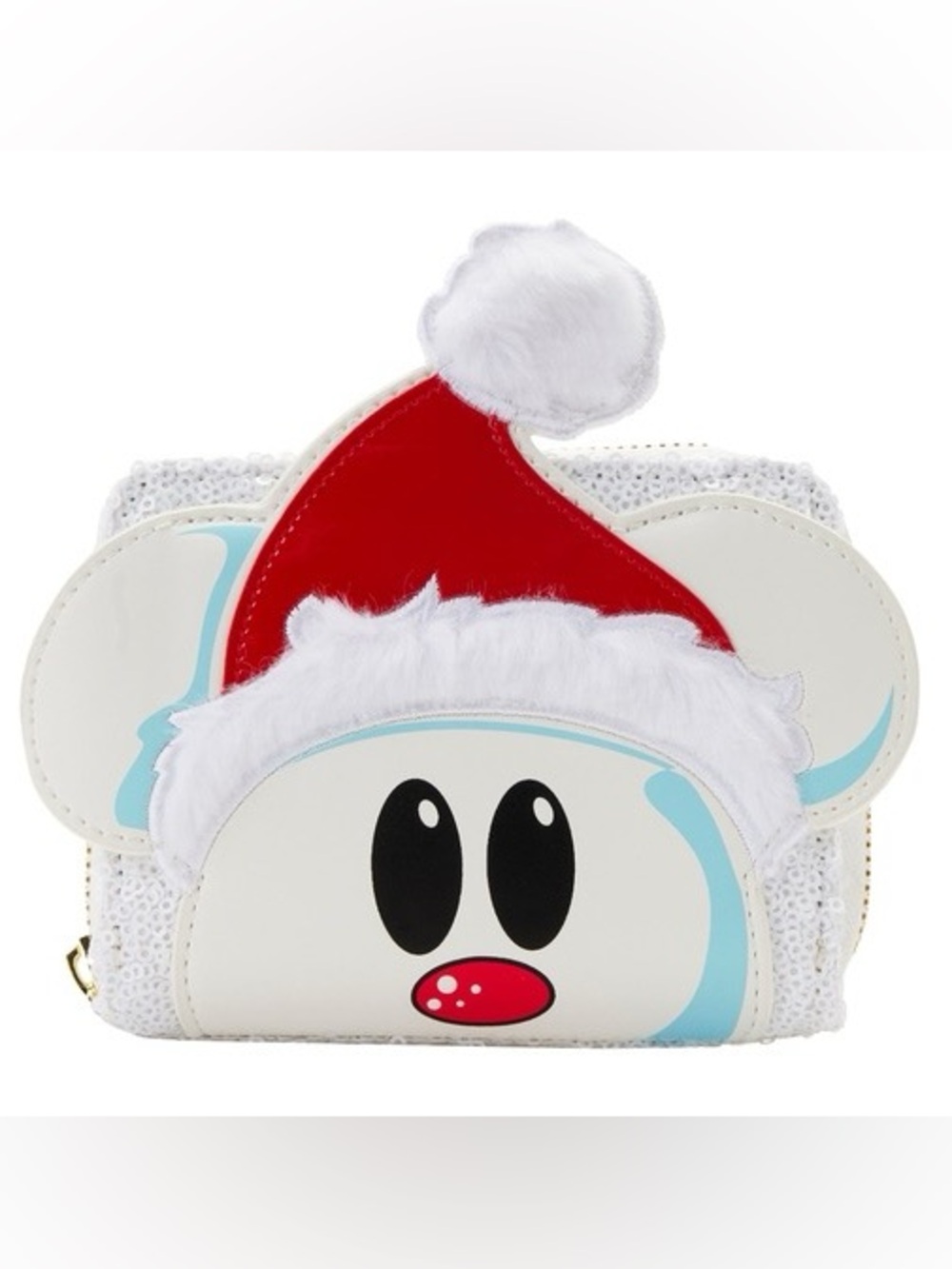 Loungefly Mickey Mouse Sequin Snowman Zip Around Wallet NEW